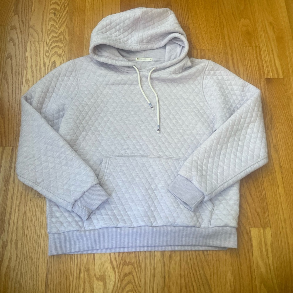 Marine Layer Corbet Lavender Quilted Hooded Sweatshirt - Picture 3 of 9